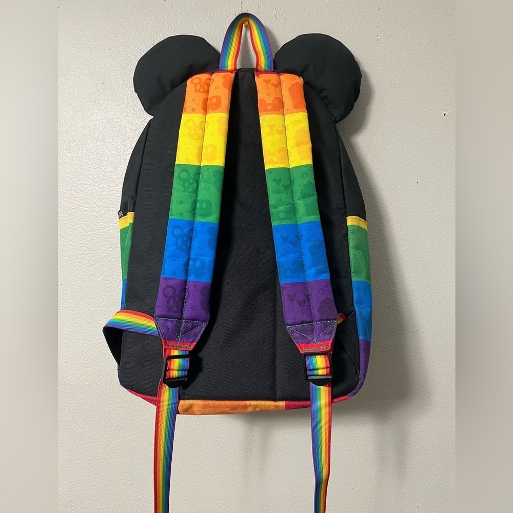 Disney Parks Loungefly Mickey Mouse W/ Ears Rainbow Pride Backpack - Picture 8 of 12